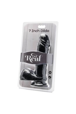GET REAL Dildo 18 cm with Balls Black