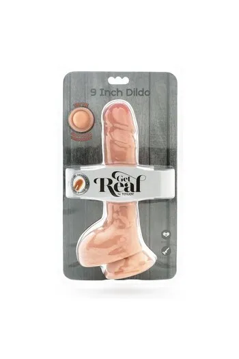 GET REAL - Dildo a Doppia Densità 25,5 cm con Testicoli Naturali
