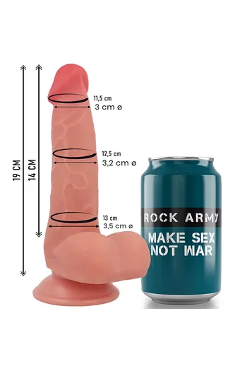 ROCK ARMY FOX Dildo Realistico in Silicone Liquido Doppia Densità 19 cm x 3.2 cm