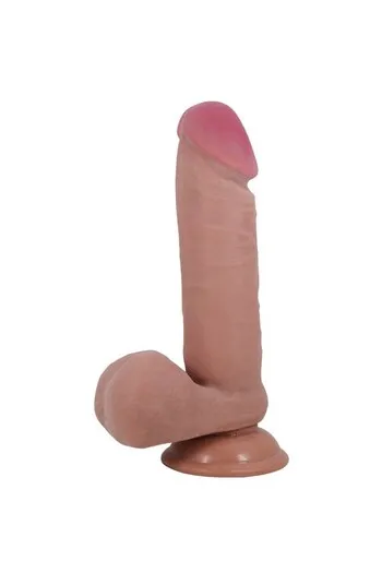 PRETTY LOVE HIGH GRADE SLIDING SKIN SERIES REALISTIC DILDO WITH SLIDING SKIN AND SUCTION CUP, BROWN, 20.5 CM