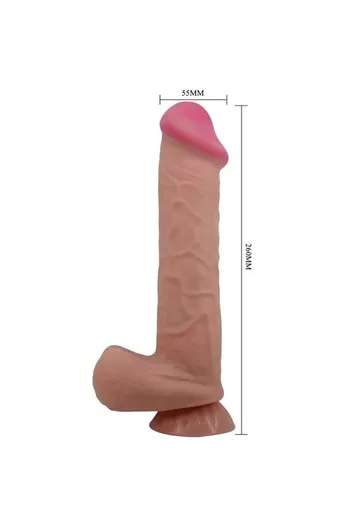 Dildo Realistico Pretty Love Serie Pelle Scorrevole con Ventosa, Marrone 26 cm
