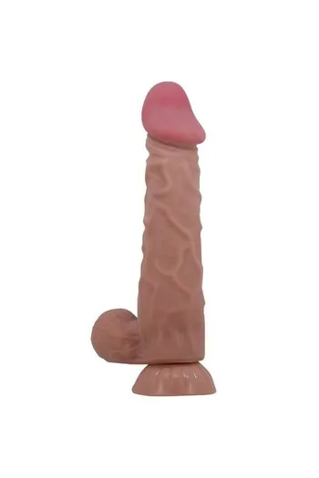 PRETTY LOVE Sliding Skin Series Realistic Dildo with Suction Cup, Brown 24 cm