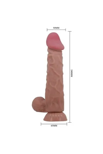 PRETTY LOVE Sliding Skin Series Realistic Dildo with Suction Cup, Brown 24 cm