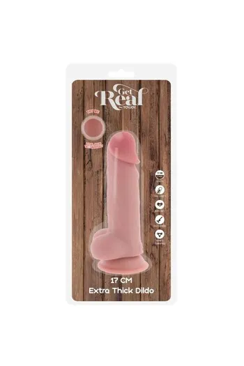 GET REAL - Deluxe Realistic Dildo with Testicles Extra Thick 17 cm