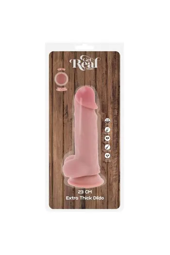 GET REAL Deluxe Realistic Dildo with Testicles Extra Thick 23 cm