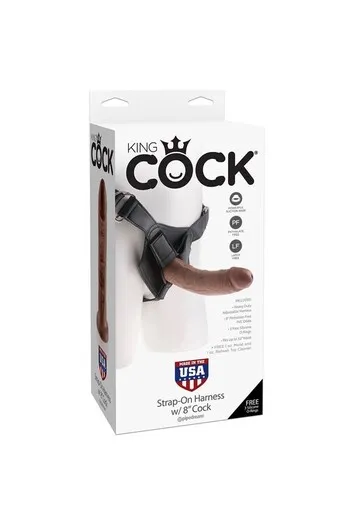 KING COCK - Imbracatura con pene realistico marrone 20,3 cm