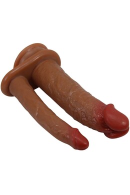 PRETTY LOVE GORAN: Double Dildo Realistic in Natural Mulatto Tone, 160x85x230 mm