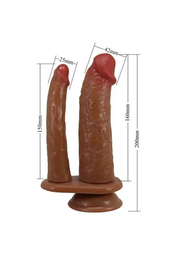 PRETTY LOVE GORAN: Double Dildo Realistic in Natural Mulatto Tone, 160x85x230 mm