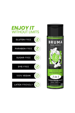 BRUMA Olio Massaggio Premium Effetto Calore al Gusto Anguria - Benessere e Intimità