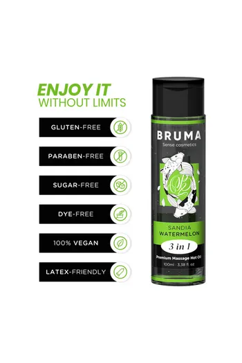 BRUMA Olio Massaggio Premium Effetto Calore al Gusto Anguria - Benessere e Intimità