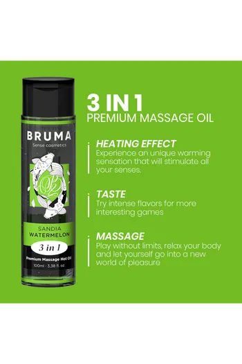 BRUMA Olio Massaggio Premium Effetto Calore al Gusto Anguria - Benessere e Intimità