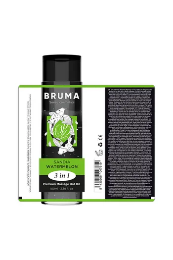 BRUMA Olio Massaggio Premium Effetto Calore al Gusto Anguria - Benessere e Intimità
