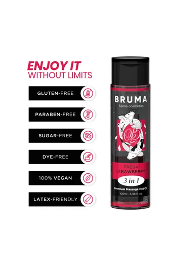 BRUMA Olio Massaggio Premium Effetto Calore alla Fragola | Benessere e Intimità