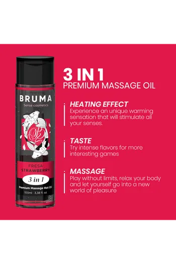 BRUMA Olio Massaggio Premium Effetto Calore alla Fragola | Benessere e Intimità