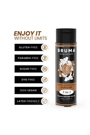 BRUMA Olio da Massaggio Premium Effetto Calore - Sapore Torta Americana | Benessere e Intimità