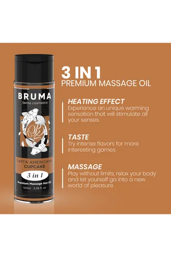 BRUMA Olio da Massaggio Premium Effetto Calore - Sapore Torta Americana | Benessere e Intimità