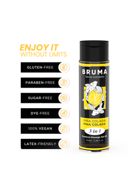 BRUMA Premium Heat Effect Massage Oil - Piña Colada Flavor for Sensual Experience