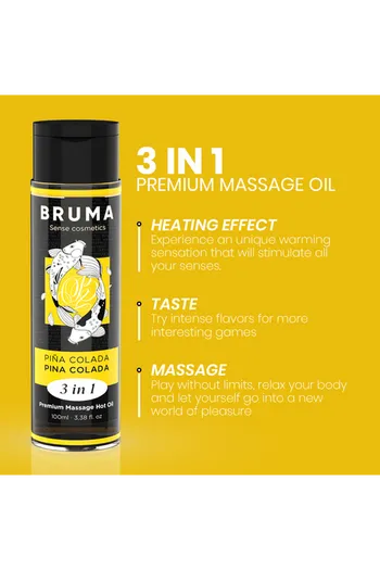 BRUMA Premium Heat Effect Massage Oil - Piña Colada Flavor for Sensual Experience
