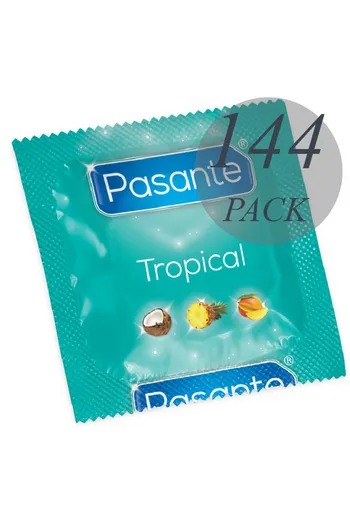 Condom Pasante Tropical: 144 pezzi, 3 gusti esotici