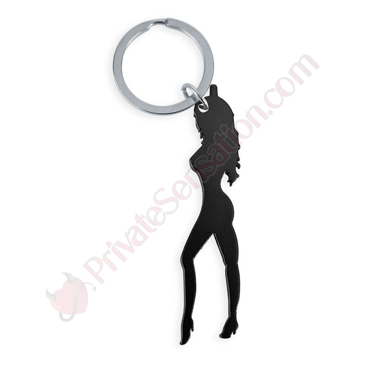 Keychain with Bottle Opener - Stylized Female Design in Metal