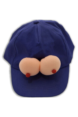 Blue Hat with Boobs on Forehead - Spicy Gift for Parties and Birthdays