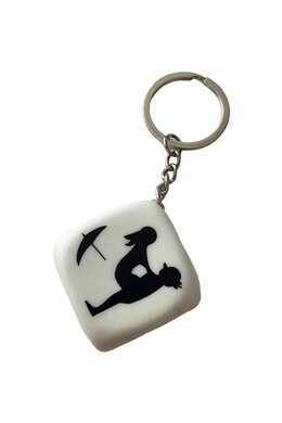 Dado della Passione - Llavero con Dado Bianco per Coppie Avventurose
