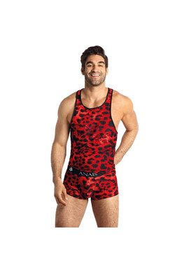 SAVAGE Red Microfiber Top with Animal Print - Anais Apparel