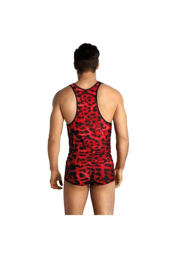 SAVAGE Camicetta in Microfibra Rossa con Stampa Animale - Anais Apparel