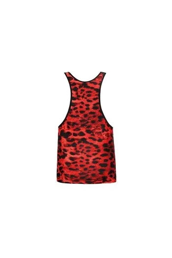 SAVAGE Red Microfiber Top with Animal Print - Anais Apparel