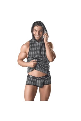 AEGIS Hooded Camisole with Checkered Print - High-Quality Sexy Lingerie