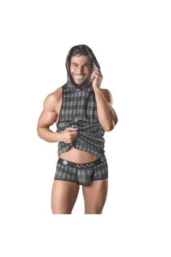 AEGIS Hooded Camisole with Checkered Print - High-Quality Sexy Lingerie