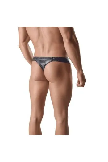 Tanga Uomo in Pelle Nera - Lingerie Sessuale di Alta Qualità | Anais Apparel