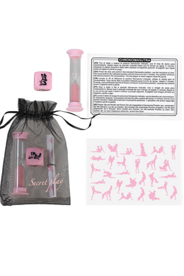 Couple's dice and hourglass intimacy game