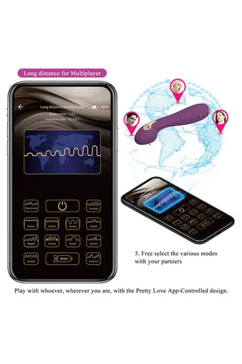 Pretty Love Electric Shock Vibrator - App Control, Rechargeable, Soft Silicone