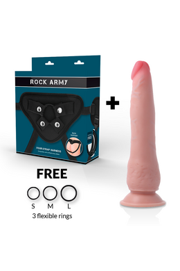 Dual Density Crusader Dildo with Rock Army Harness - Realistic Pleasure and Versatility