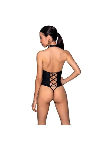 Teddy Nancy: Lingerie Sensuale in Pelle Nera con Scollo Profondo | Passion