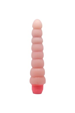 Anal vibrator with multiple ridges and curved shaft