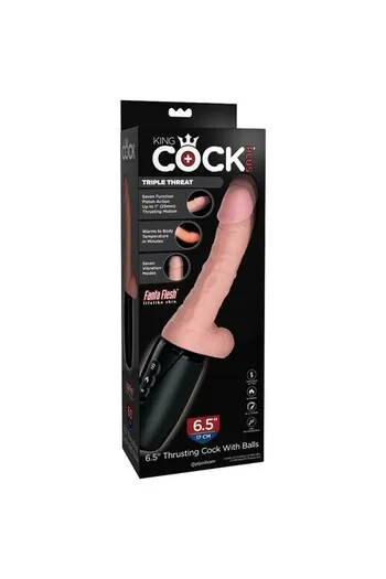 King Cock Plus Thrusting Cock With Balls: Dildo a Spinta con Vibrazione e Riscaldamento