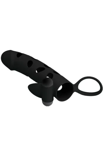 Silicone Sleeve with Vibration and Clitoral Stimulation - Pretty Love