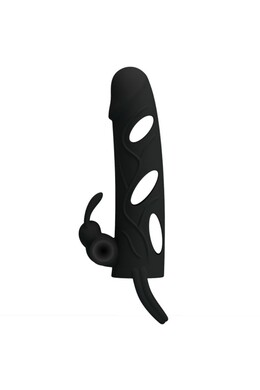 Silicone Penis Sleeve with Vibration and Clitoral Stimulation - Pretty Love