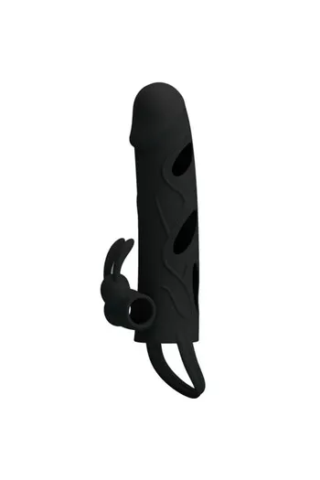 Silicone Penis Sleeve with Vibration and Clitoral Stimulation - Pretty Love