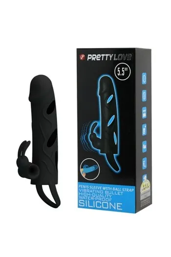 Funda Pene in Silicone con Vibrazione e Stimolazione Clitoridea - Pretty Love