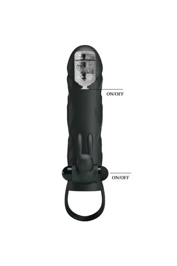 Silicone Penis Sleeve with Vibration and Clitoral Stimulation - Pretty Love