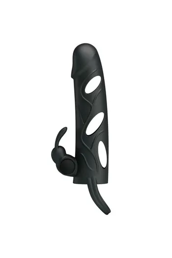 Silicone Penis Sleeve with Vibration and Clitoral Stimulation - Pretty Love