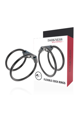 Double Penis Ring in Leather and Rubber - Delay Ejaculation | Darkness