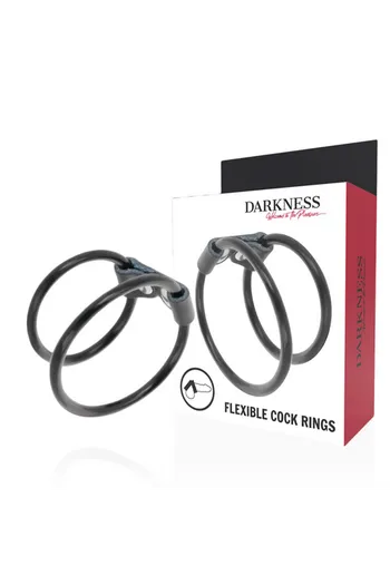 Double Penis Ring in Leather and Rubber - Delay Ejaculation | Darkness