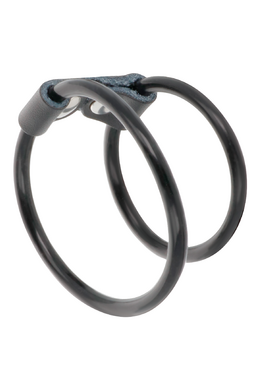 Double Penis Ring in Leather and Rubber - Delay Ejaculation | Darkness