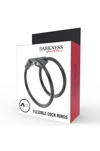 Double Penis Ring in Leather and Rubber - Delay Ejaculation | Darkness