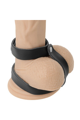 Penis Ring with Testicle Support in Synthetic Leather - Enhance Your Sexual Experience