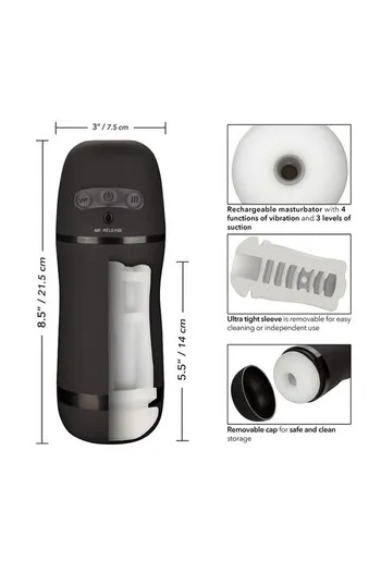 Optimum Power® Pulsar Stroker: Rechargeable Vibrating Stroker with Suction